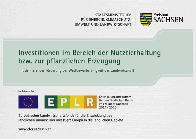 Zertifikat des Europäischen Landwirtschaftsfonds für die Entwicklung des ländlichen Raums. Investitionen im Bereich der Nutztierhaltung bzw. zur pflanzlichen Erzeugung